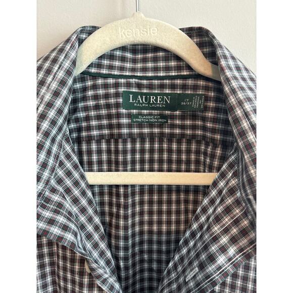 Lauren Ralph Lauren Plaid Long Sleeve Button Down Size 17 36/37 Green - Picture 2 of 6